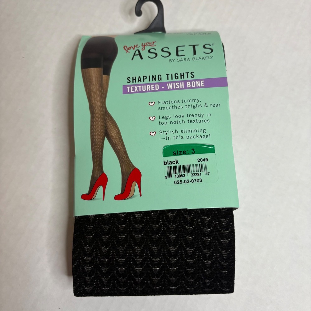 Love Your Assets SPANX Shaping Tights Textured Wishbone Black Size 3